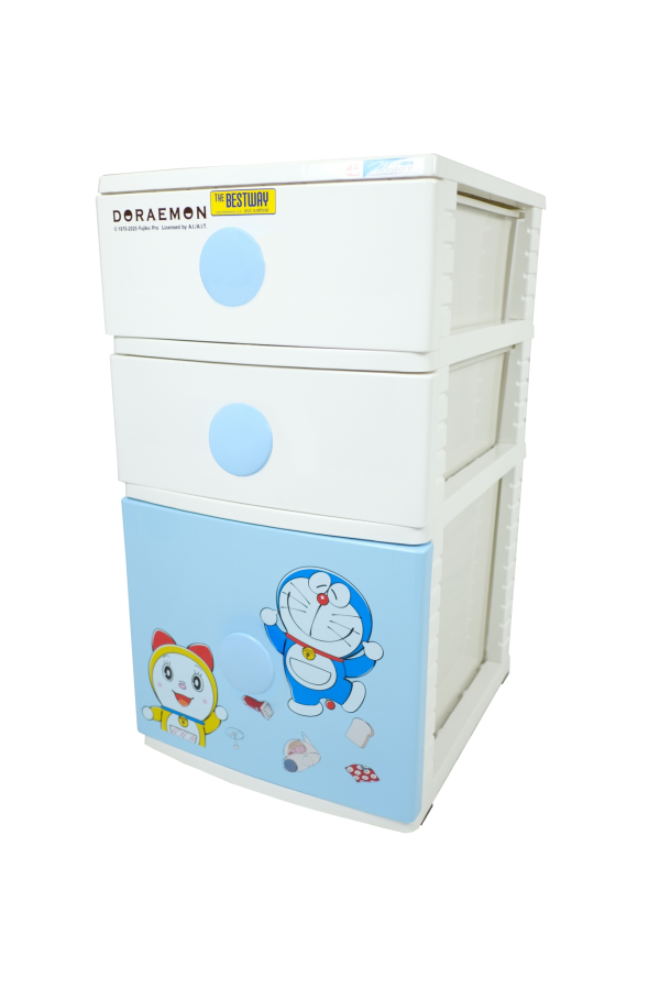 ตู้ลิ้นชักโดเรม่อน 3 ชั้น ลายบลู บรัช ตู้ลิ้นชักโดเรม่อน ตู้ลิ้นชัก THE BESTWAY