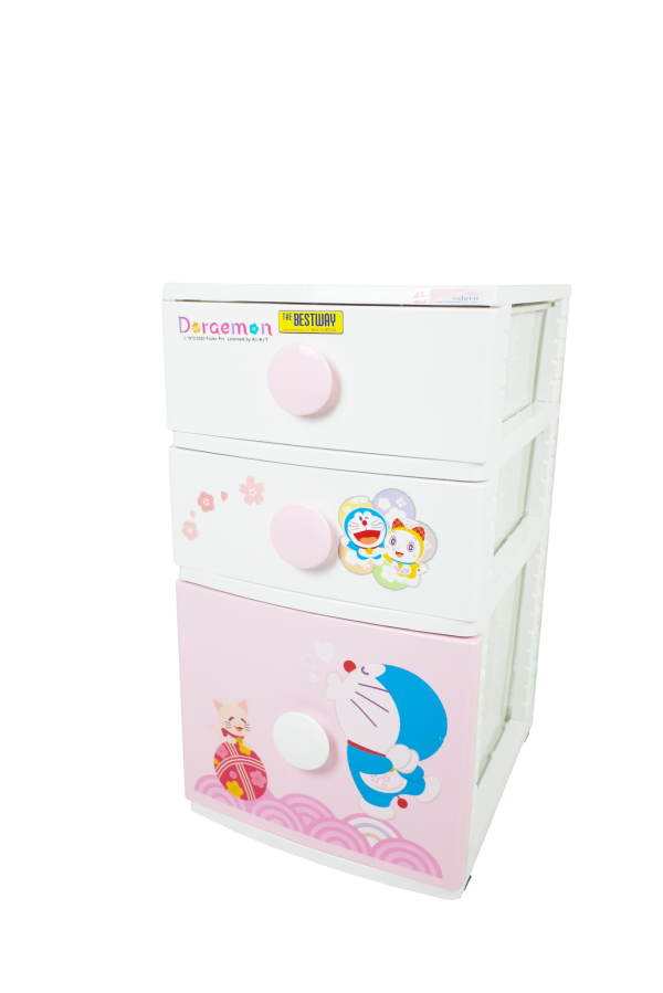 ตู้ลิ้นชักโดเรม่อน 3 ชั้น ลายพิ้งค์ ซากุระ ตู้ลิ้นชักโดเรม่อน ตู้ลิ้นชัก THE BESTWAY