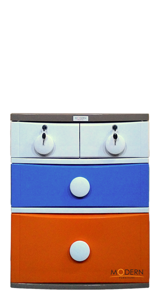 แบบส้ม-ฟ้า (Orange-Blue) บี56 ตู้ลิ้นชัก THE BESTWAY