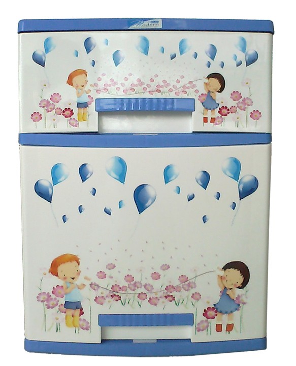 ตู้ลิ้นชัก บี42 ฟ้า-เหลี่ยม-บอลลูน