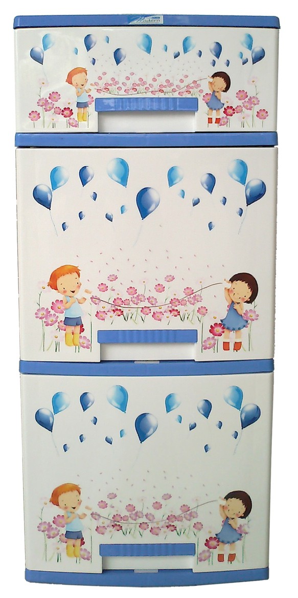 ตู้ลิ้นชัก บี42 ฟ้า-เหลี่ยม-บอลลูน