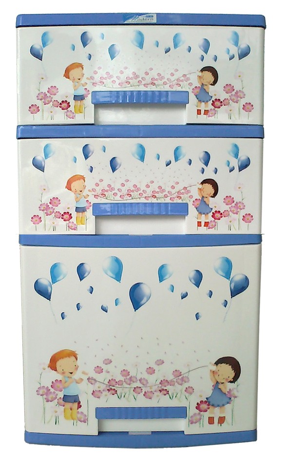 ตู้ลิ้นชัก บี42 ฟ้า-เหลี่ยม-บอลลูน