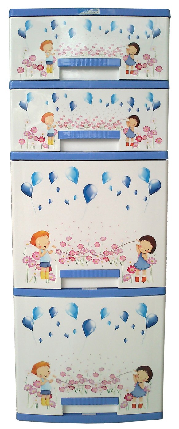 ตู้ลิ้นชัก บี42 ฟ้า-เหลี่ยม-บอลลูน