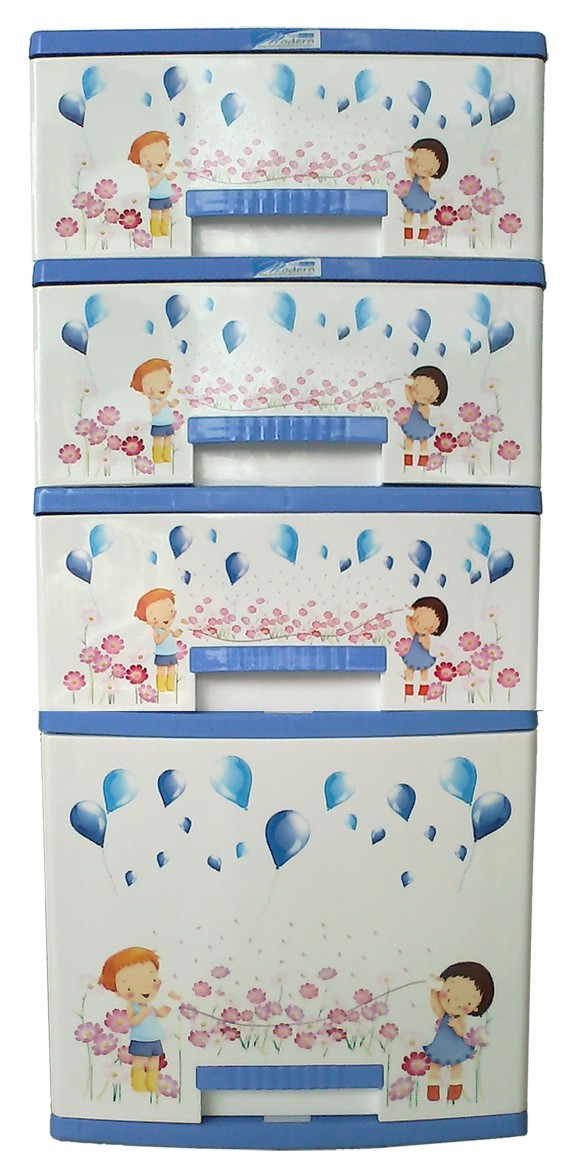 ตู้ลิ้นชัก บี42 ฟ้า-เหลี่ยม-บอลลูน