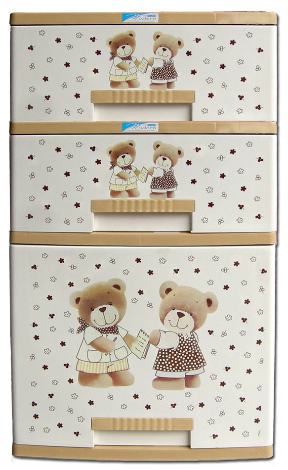 ตู้ลิ้นชัก บี42 น้ำตาล-เหลี่ยม-หมี