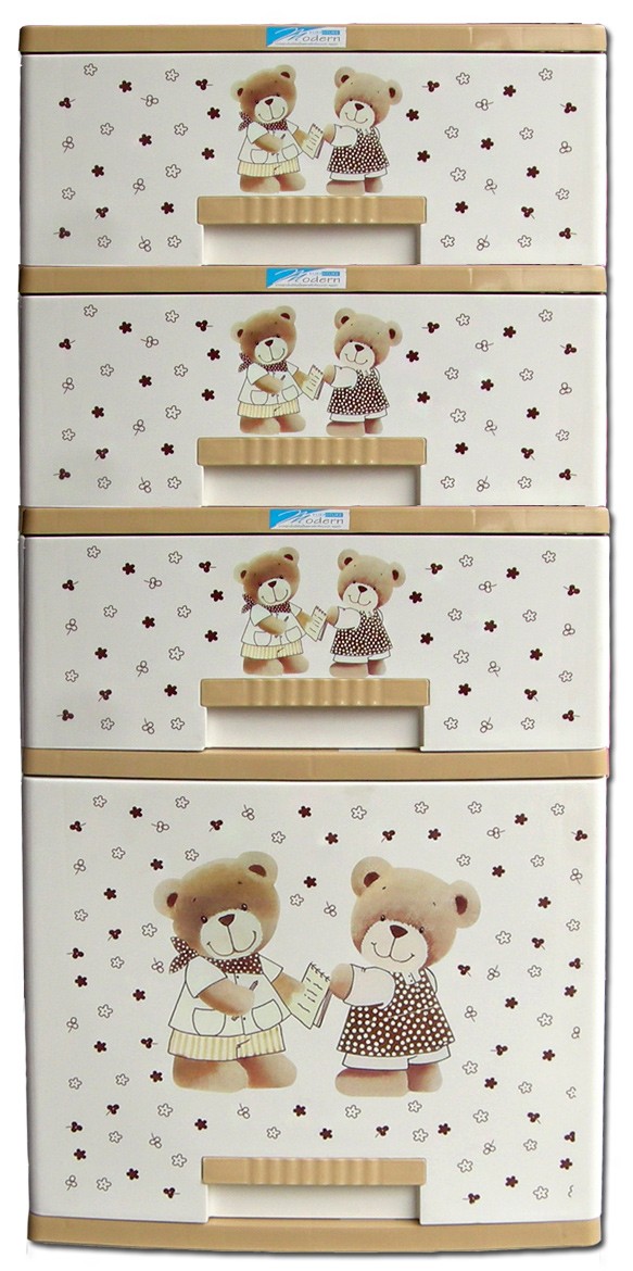 ตู้ลิ้นชัก บี42 น้ำตาล-เหลี่ยม-หมี