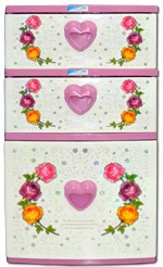 ตู้ลิ้นชัก บี42 ชมพู-หัวใจ-ดอกไม้