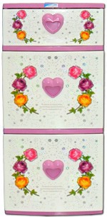 ตู้ลิ้นชัก บี42 ชมพู-หัวใจ-ดอกไม้