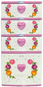 ตู้ลิ้นชัก บี42 ชมพู-หัวใจ-ดอกไม้