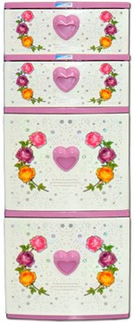 ตู้ลิ้นชัก บี42 ชมพู-หัวใจ-ดอกไม้