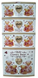 ตู้ลิ้นชัก บี42 น้ำตาล-หัวใจ-หมี