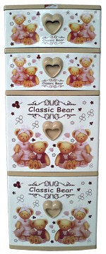 ตู้ลิ้นชัก บี42 น้ำตาล-หัวใจ-หมี