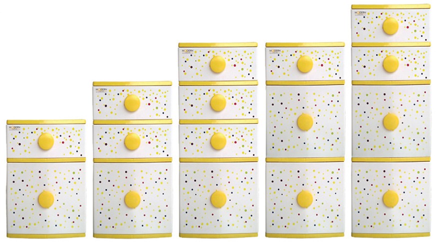 ตู้ลิ้นชัก บี42 เหลือง-กลม-จุด