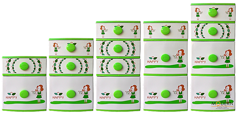 ตู้ลิ้นชัก บี42 เขียว-กลม-สาวน้อย